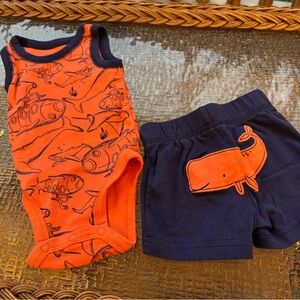 Carter's Orange Whale Tank with Navy Trim